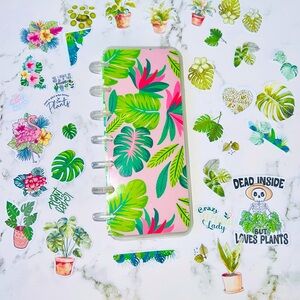 Skinny mini planner tropical weekly layout plants lover stickers